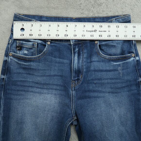 KanCan Jeans Junior's Size 7/27 Blue High-Rise Straight 28" Inseam Distressed - Picture 14 of 15